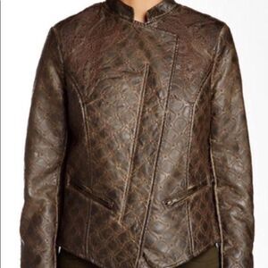 A.B.S. By Allen Schwartz Embroidered Cropped Vegan Leather Jacket